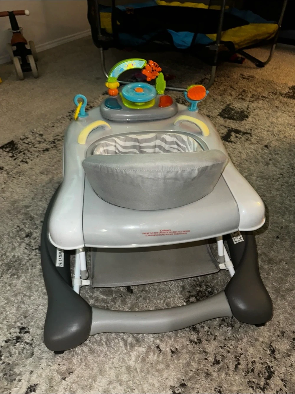 Gray and Green Baby Walker with Interactive Play Tray